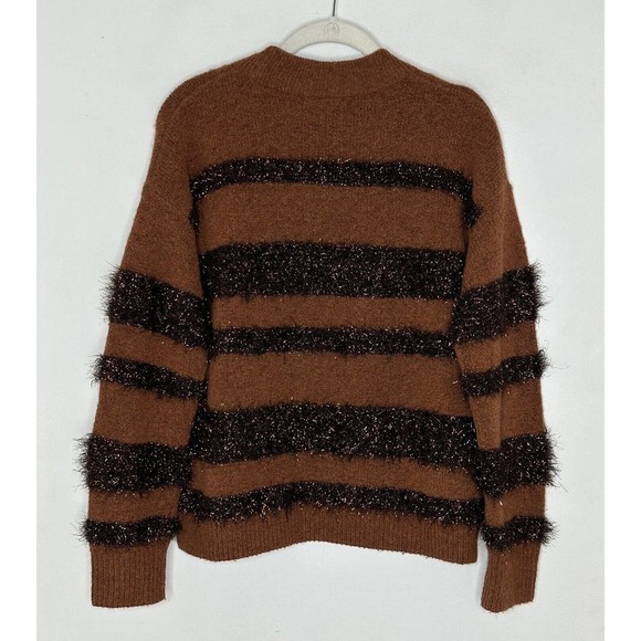Madewell Womens Wool Brown Tinsel Stripe Sweater Size Small - Picture 6 of 6